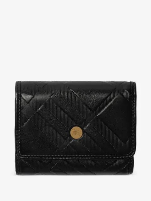 small checkered-embossed folding leather wallet by BURBERRY