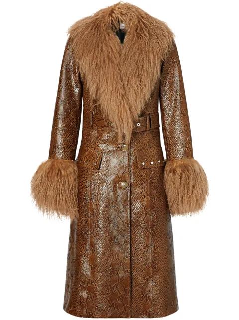 snake-effect fur-trim jacket by BURBERRY