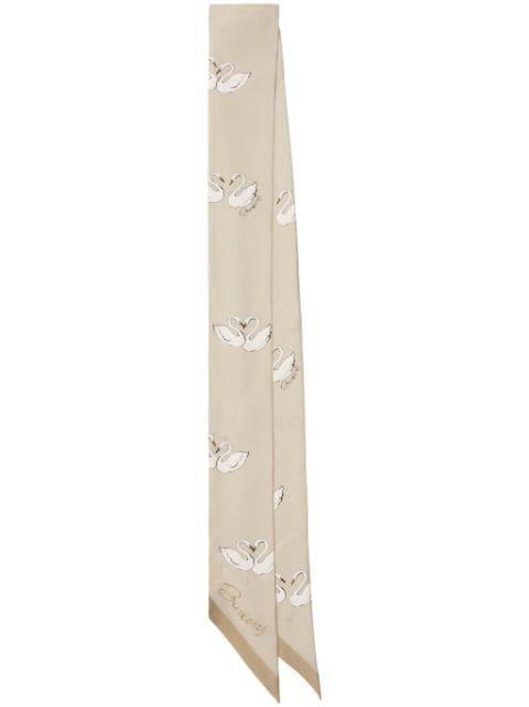 swan-print silk scarf by BURBERRY