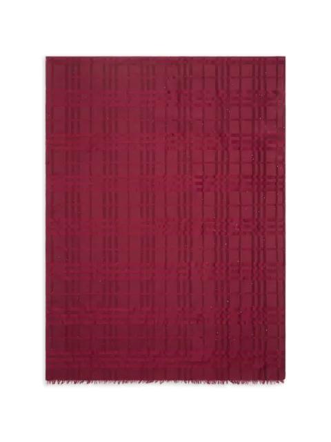 wide Check silk wool cashmere scarf by BURBERRY