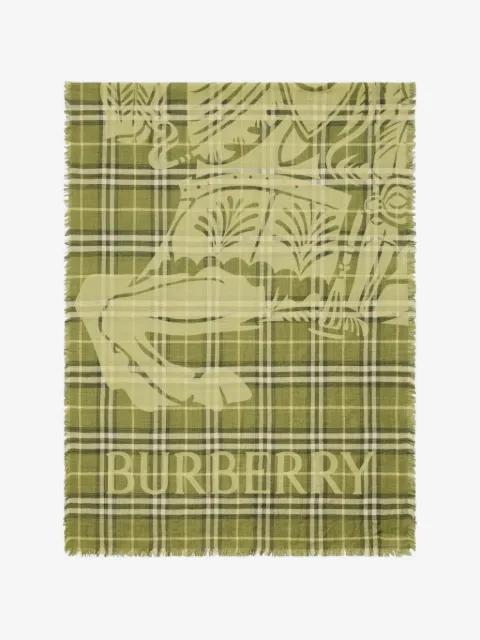 wide EKD Check wool silk scarf by BURBERRY