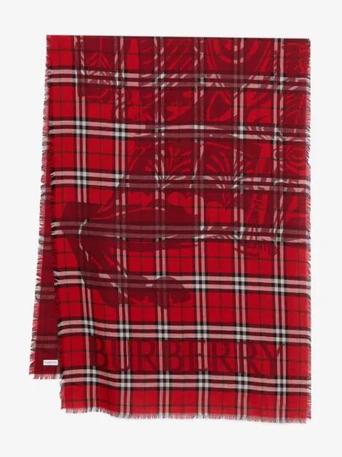 wide Knight Check wool silk scarf by BURBERRY