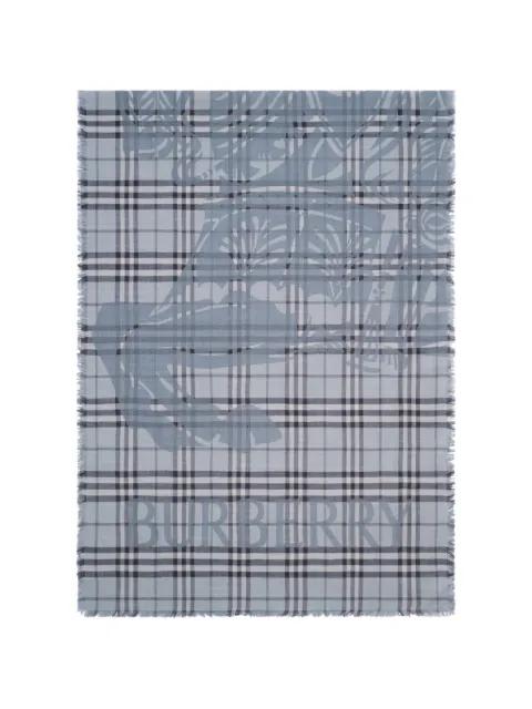 wide Knight Check wool-silk scarf by BURBERRY