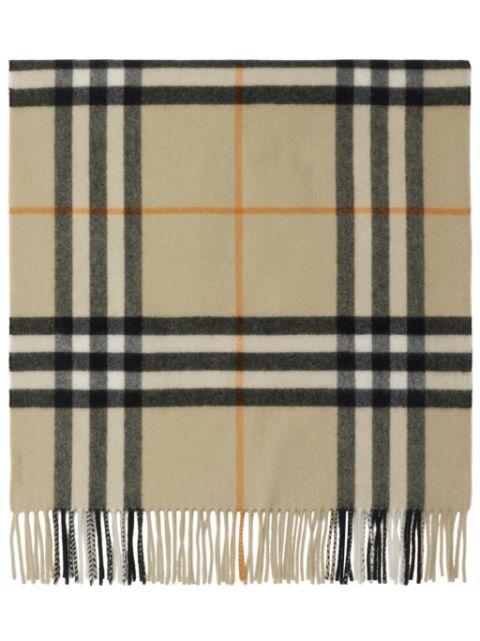 wide check cashmere scarf by BURBERRY