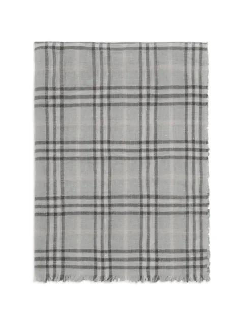 wide embellished Check wool-silk-blend scarf by BURBERRY