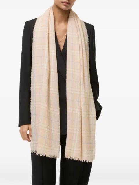 wide embellished Check wool silk blend scarf by BURBERRY