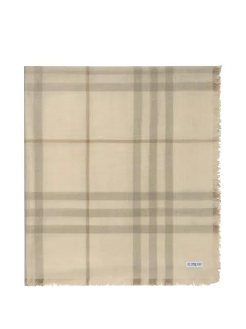 wide reversible Check wool silk scarf by BURBERRY