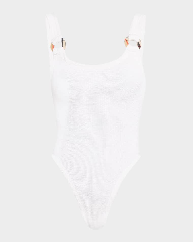 x Hunza G Domino Check Ring One-Piece Swimsuit by BURBERRY