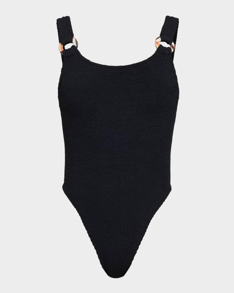x Hunza G Domino Check Ring One-Piece Swimsuit by BURBERRY