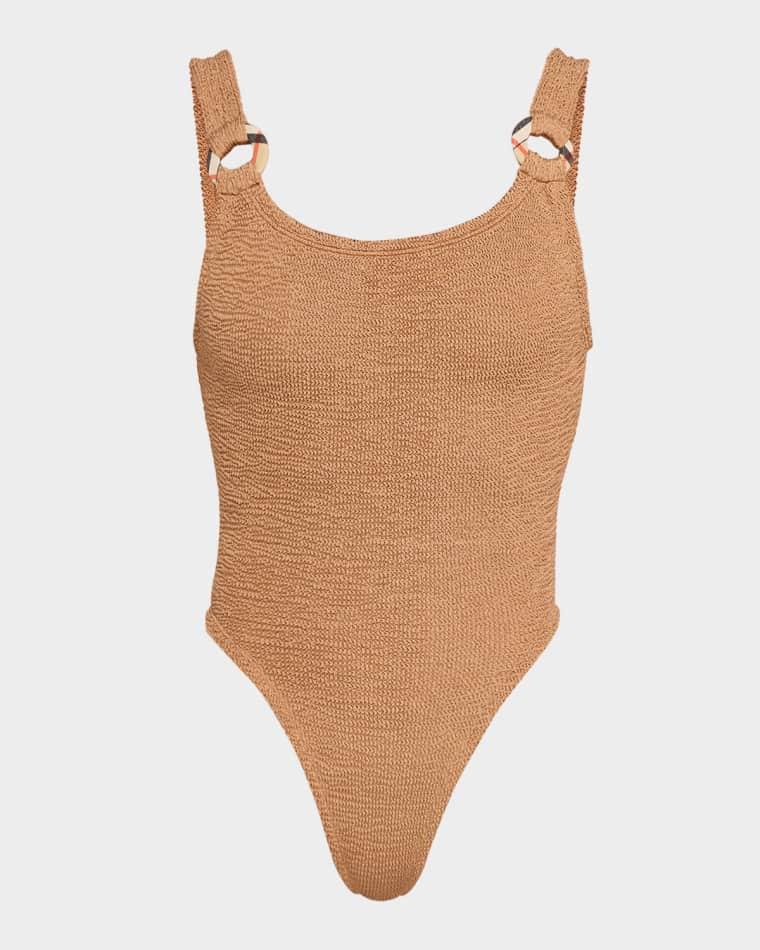 x Hunza G Domino One-Piece Swimsuit by BURBERRY