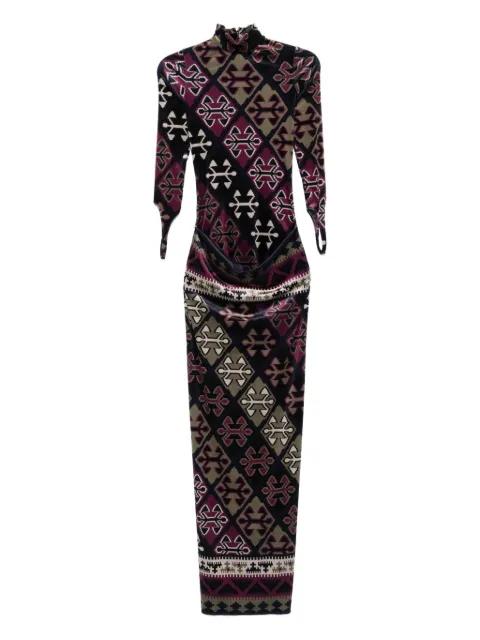 carpet-printed velvet maxi dress by BURC AKYOL