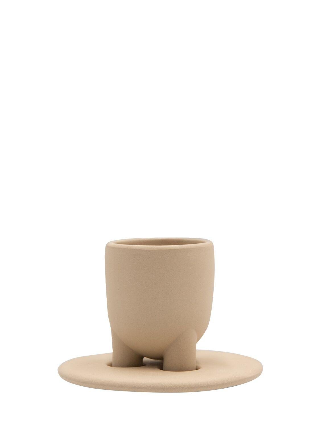 Stoneware Cup & Saucer by BURGIO.