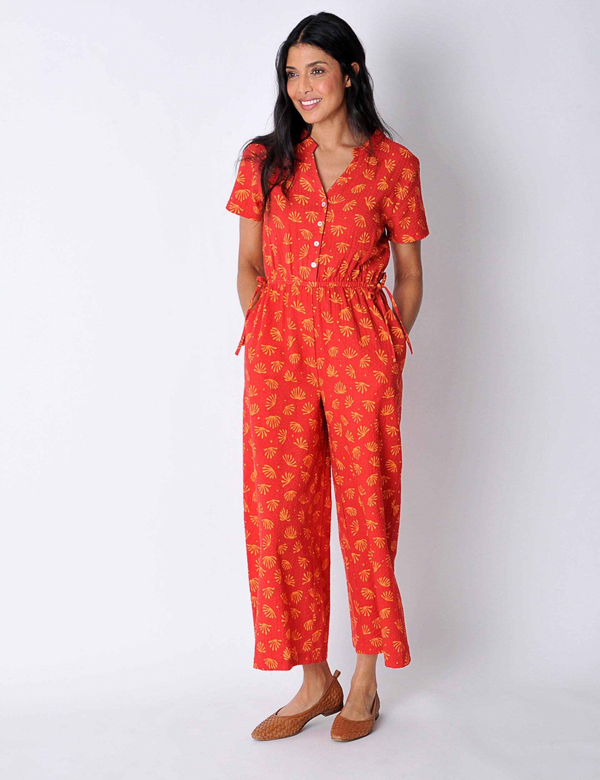 Kynance Jumpsuit in Tomato by BURGS