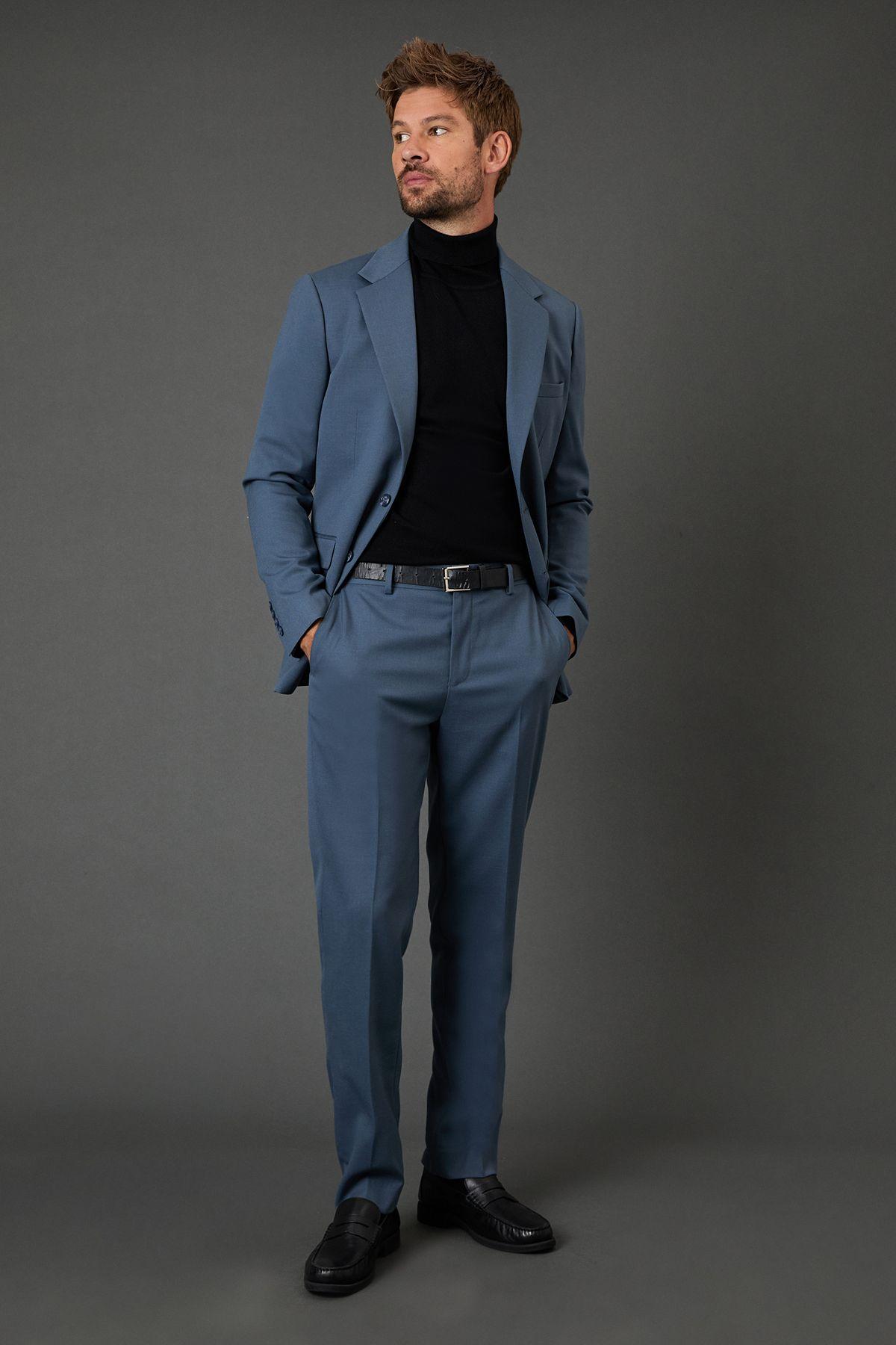 Airforce Wool Blend Stretch Slim Fit Suit Trousers by BURTON Airforce Wool Blend Stretch Slim Fit Suit Trousers by BURTON