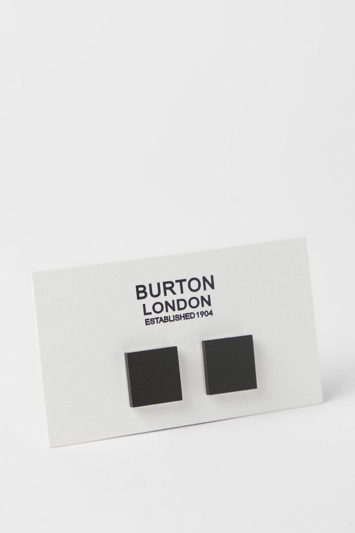 Black And Silver Square Cufflinks by BURTON