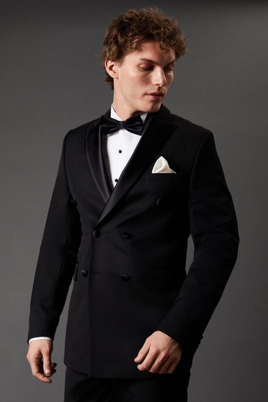 Black Double Breasted Tuxedo Jacket by BURTON