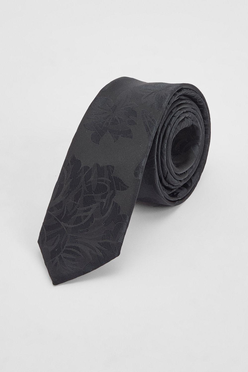 Black Floral Jacquard Tie by BURTON