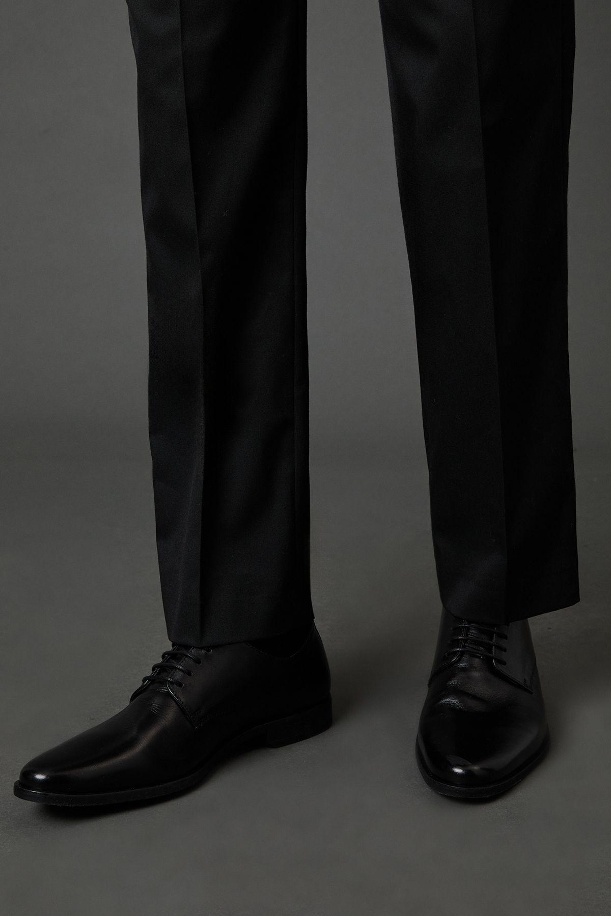 Black Leather Smart Derby Shoes by BURTON