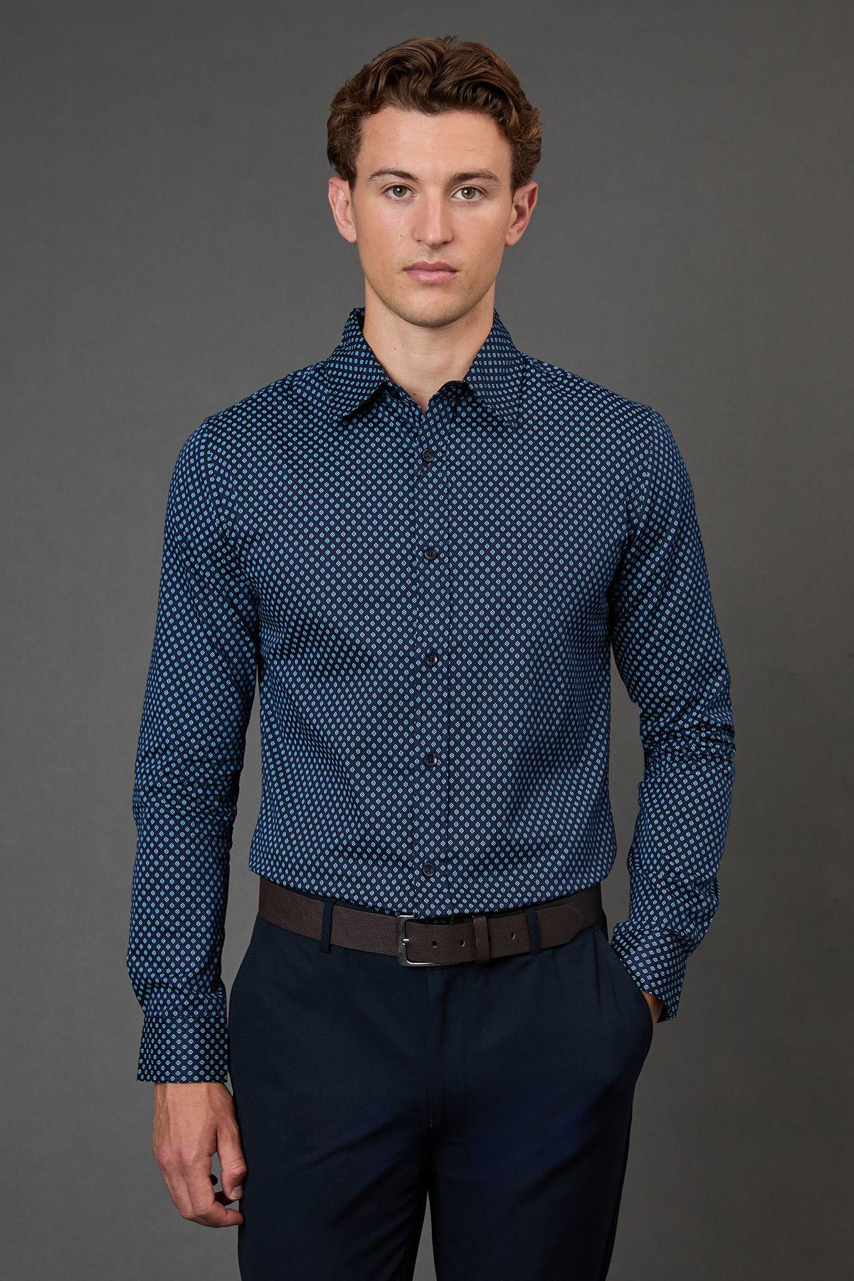 Black Print Slim Fit Long Sleeve Shirt by BURTON