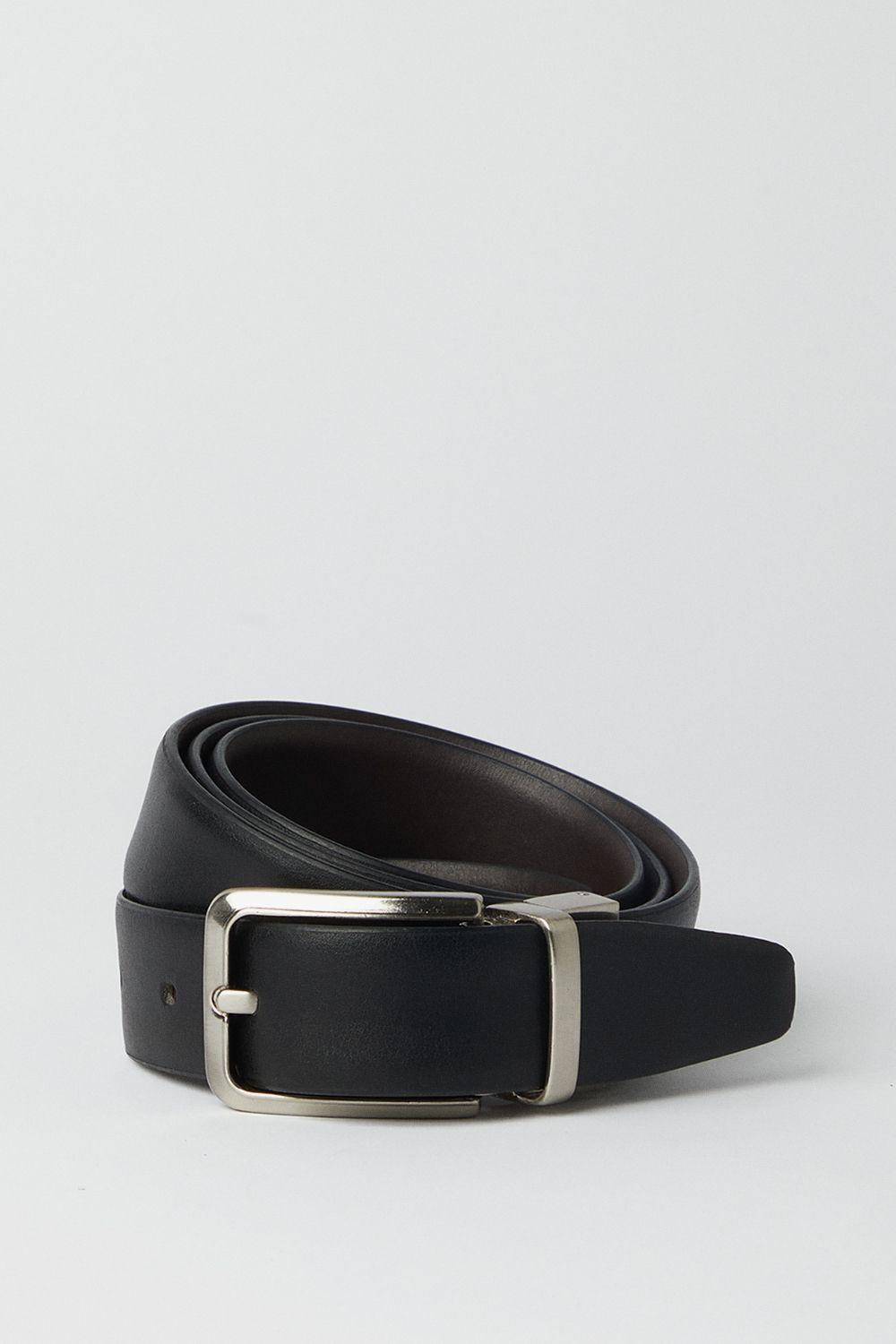 Black Reversible Leather Belt by BURTON