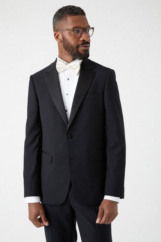 Black Skinny Fit Tuxedo Suit Jacket by BURTON