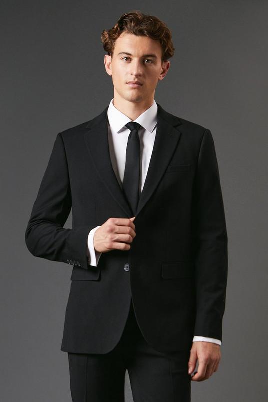 Black Slim Fit Essential Suit Jacket by BURTON