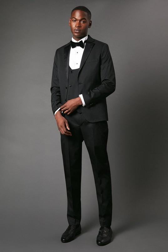 Black Slim Fit Tuxedo Suit Trouser by BURTON