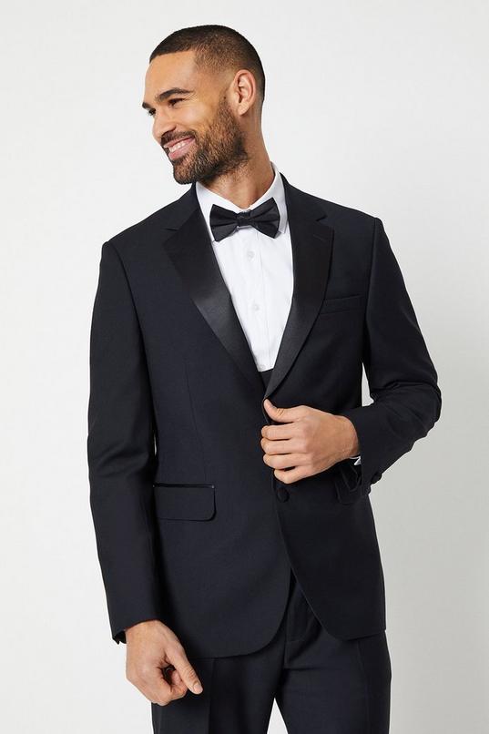 Black Tailored Fit Tuxedo Suit Jacket by BURTON