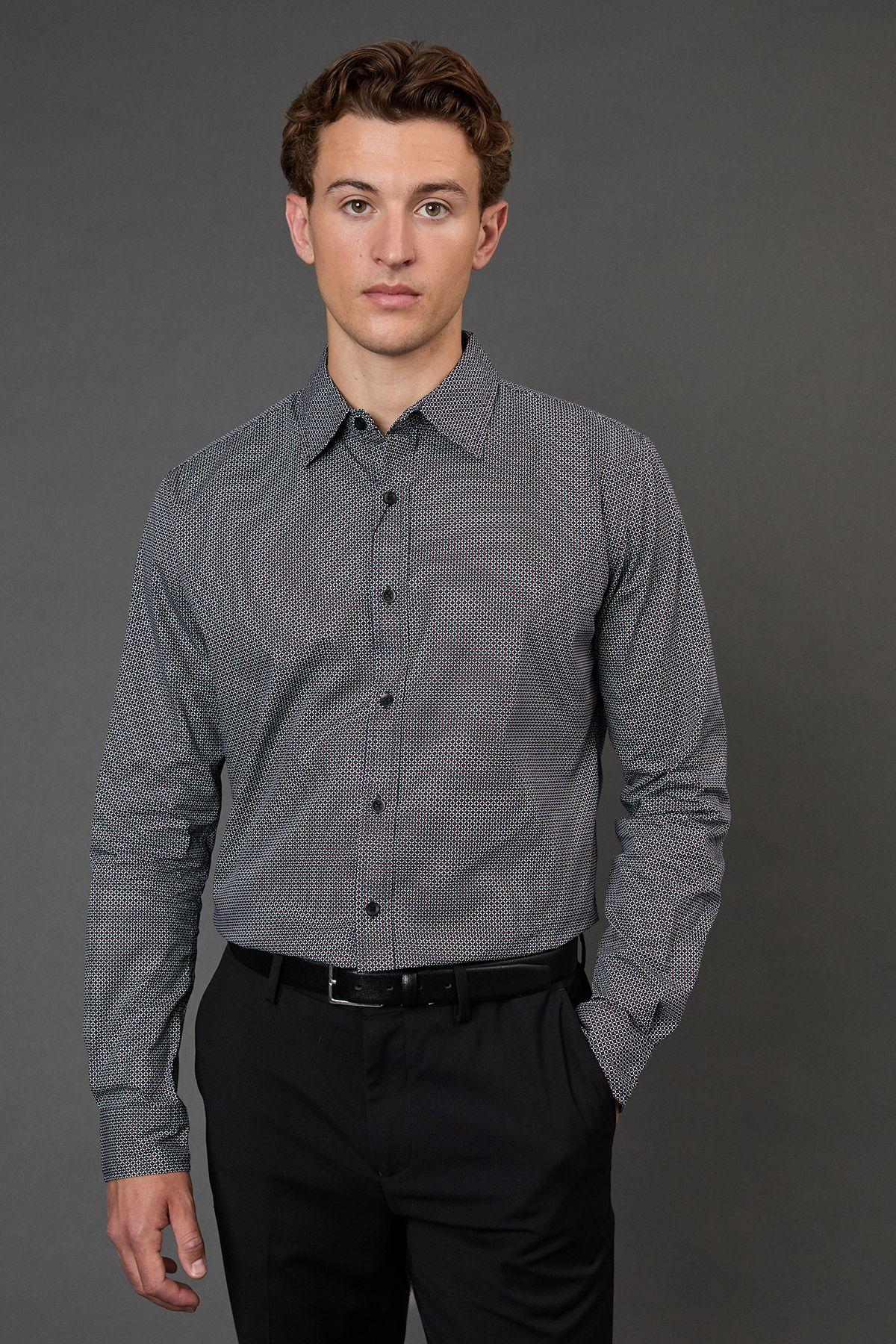 Black Tile Print Long Sleeve Shirt by BURTON Black Tile Print Long Sleeve Shirt by BURTON