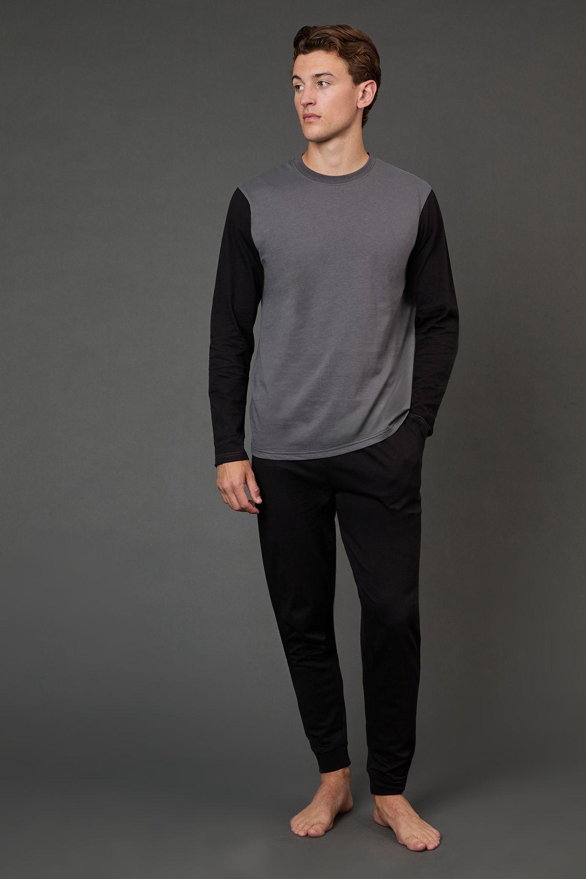 Black & Charcoal Long Sleeve and Jogger Set by BURTON