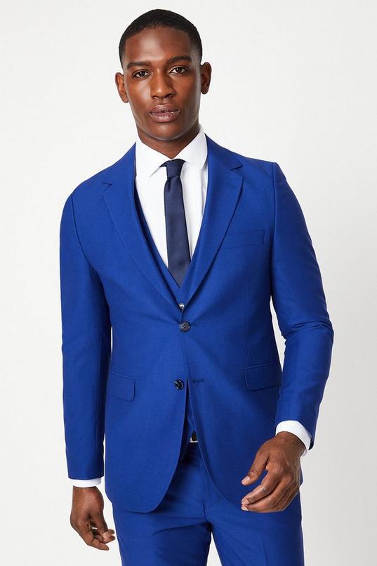 Bright Blue Slim Fit Suit Jacket by BURTON