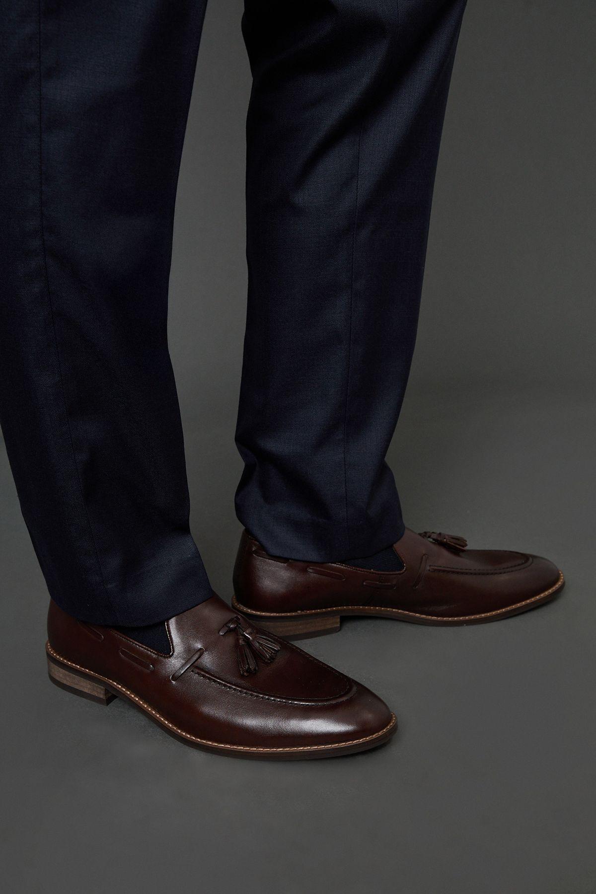 Brown Smart Tassel Penny Loafers by BURTON
