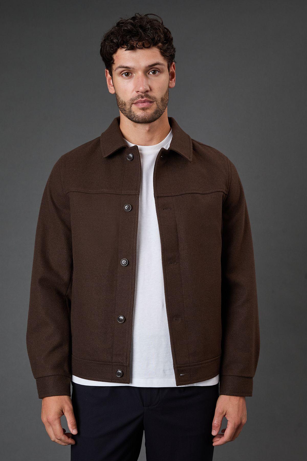 Brown Wool Look Smart Jacket by BURTON