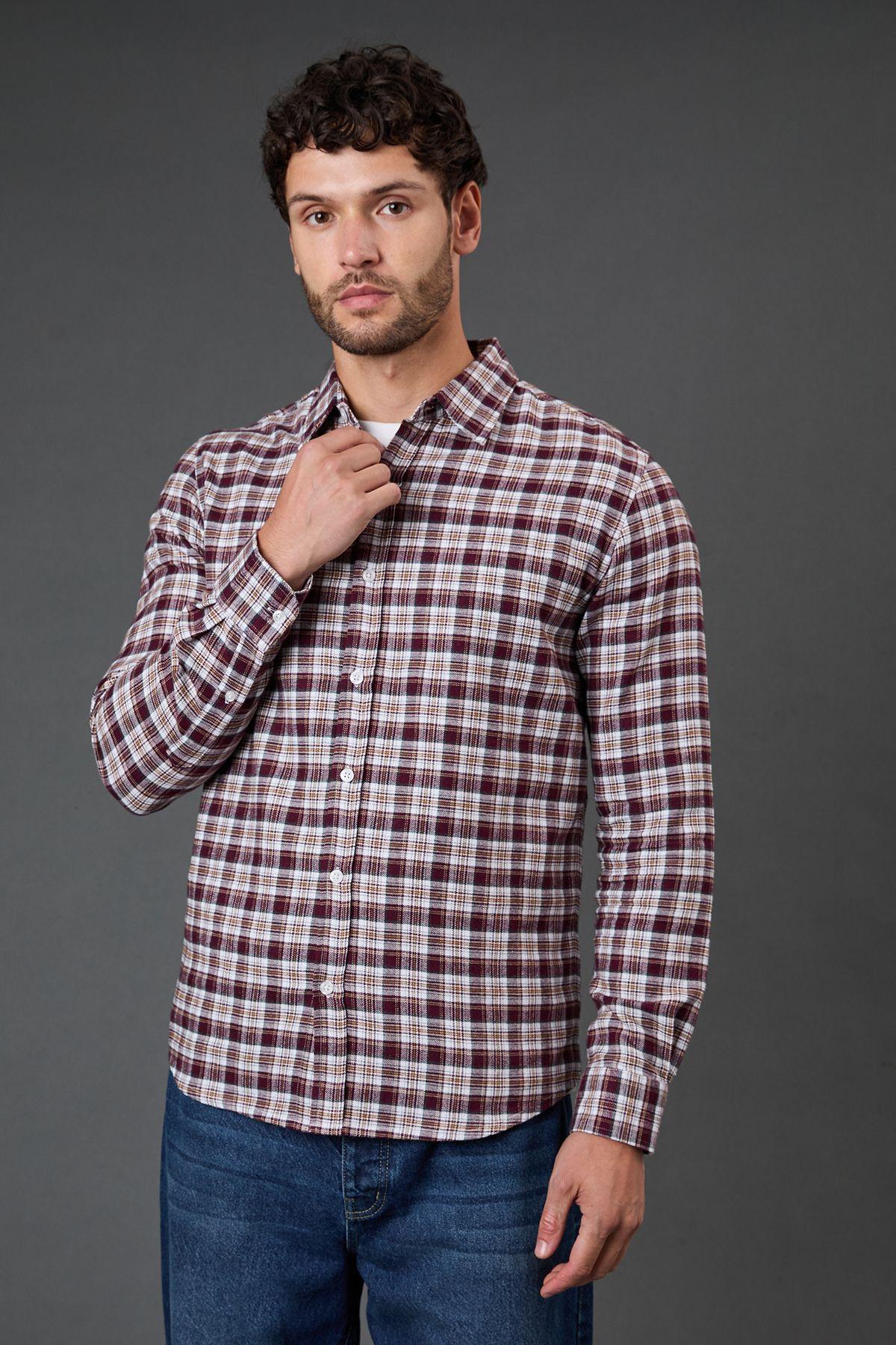 Burgundy Check Long Sleeve Shirt by BURTON