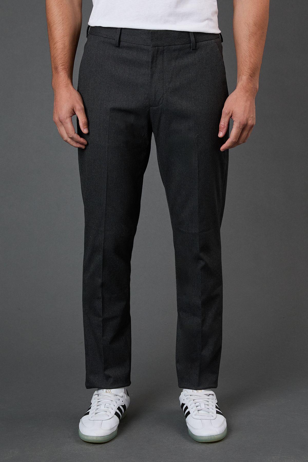 Burton 1904 Charcoal Half Elasticated Textured Smart Trousers by BURTON Burton 1904 Charcoal Half Elasticated Textured Smart Trousers by BURTON