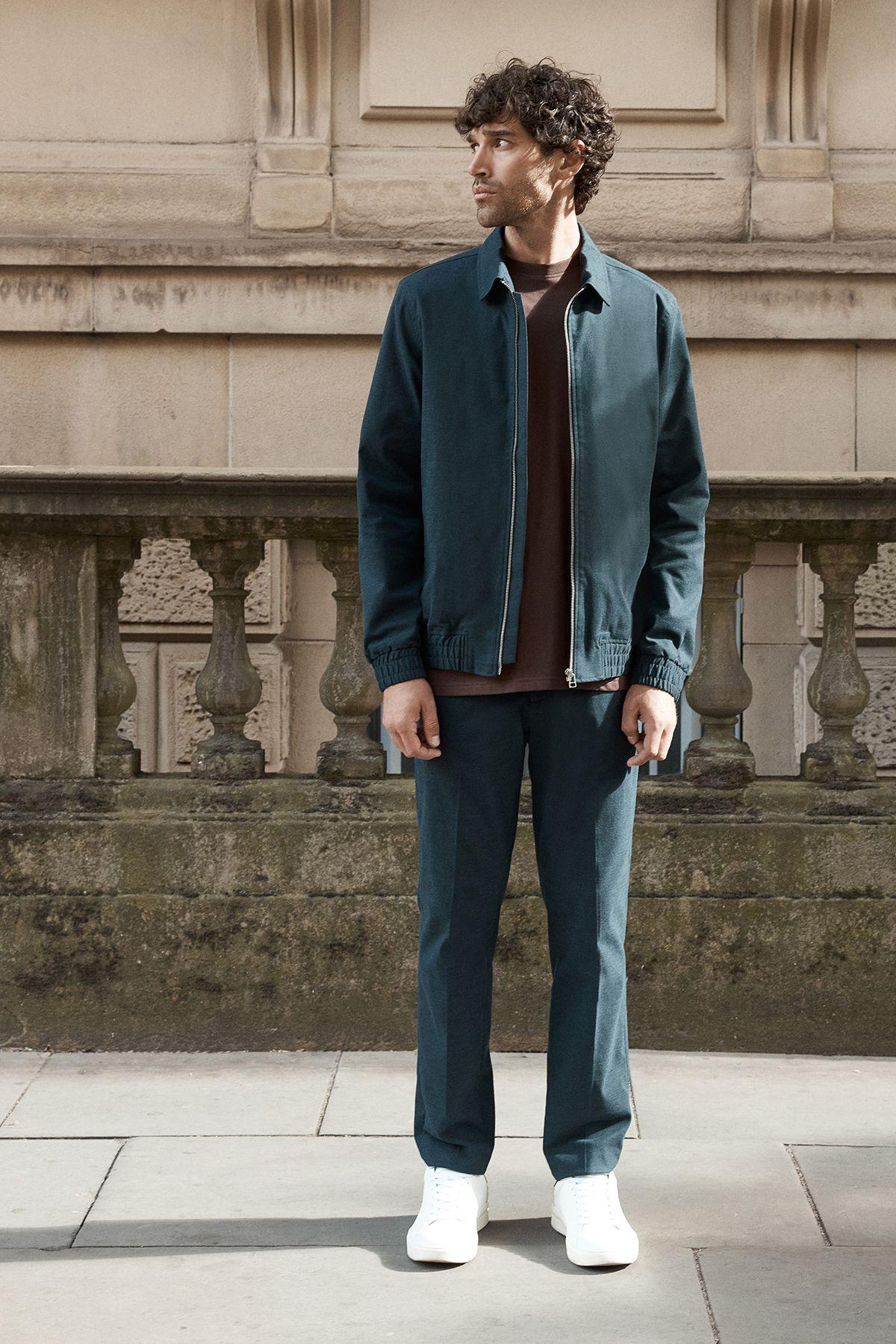 Burton 1904 Navy Half Elasticated Textured Smart Trousers by BURTON Burton 1904 Navy Half Elasticated Textured Smart Trousers by BURTON