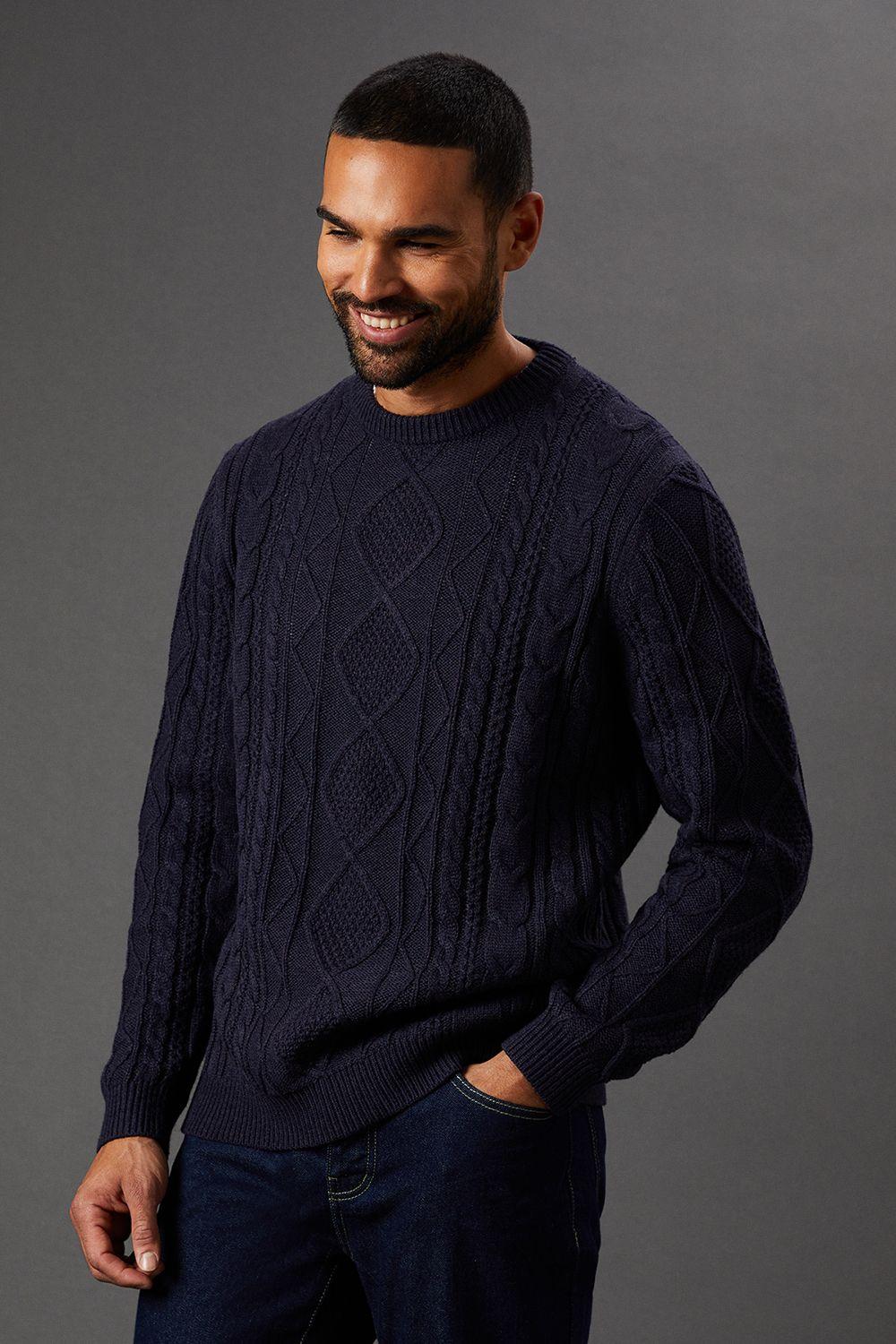 Cable Knit Crew Neck Jumper by BURTON