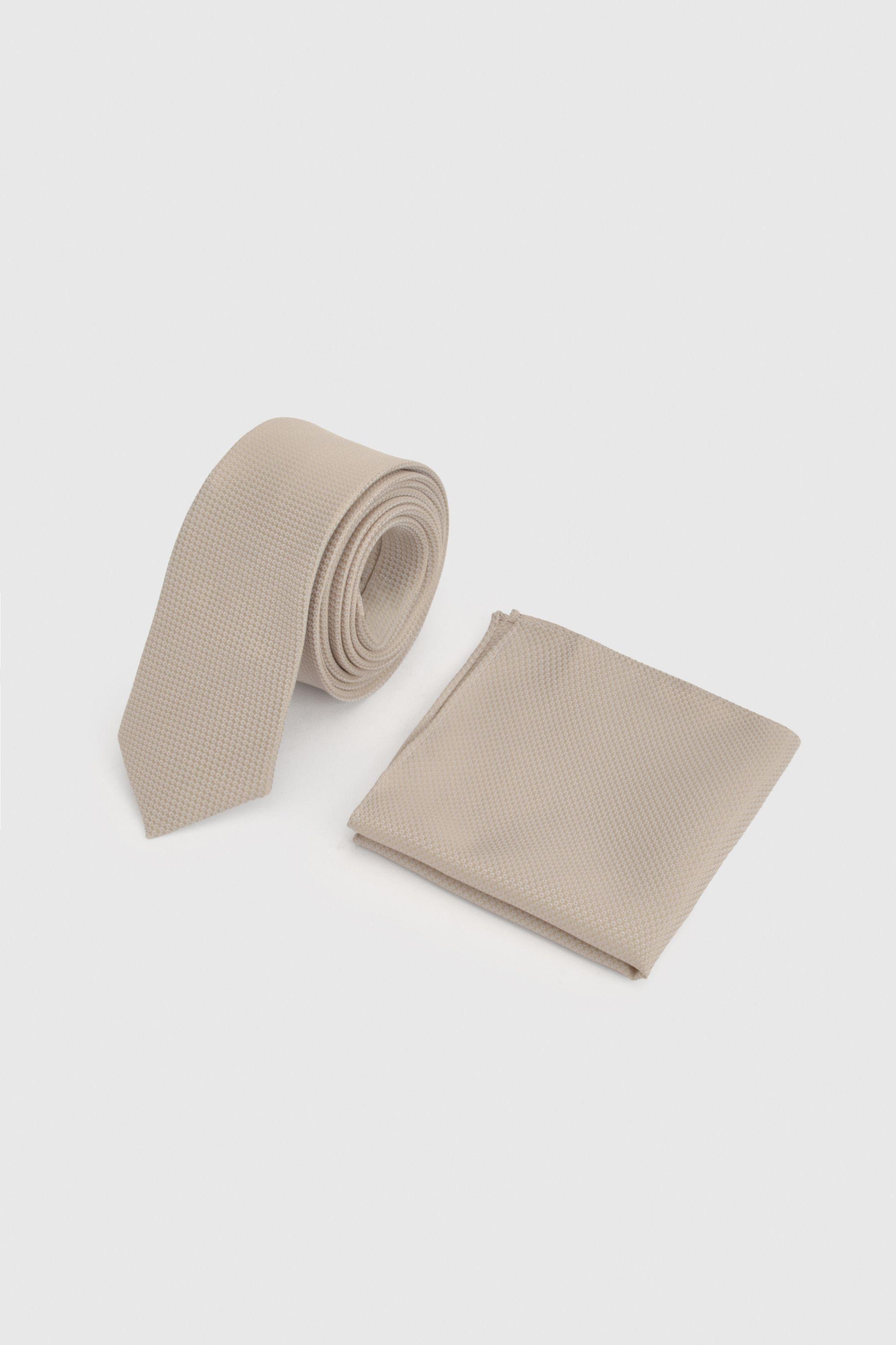 Champagne Textured Tie and Pocket Square by BURTON