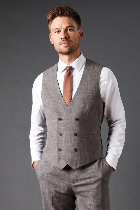 Charcoal Slim Fit Puppytooth Check Waistcoat by BURTON
