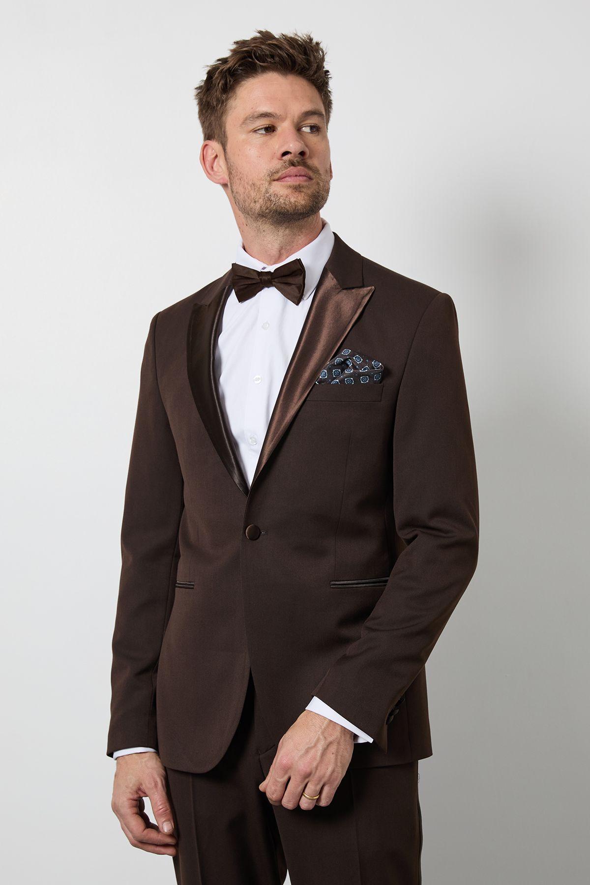 Chocolate Peak Collar Slim Fit Tuxedo Jacket by BURTON