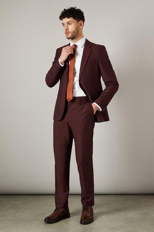 Claret Burgundy Slim Fit Suit Trousers by BURTON