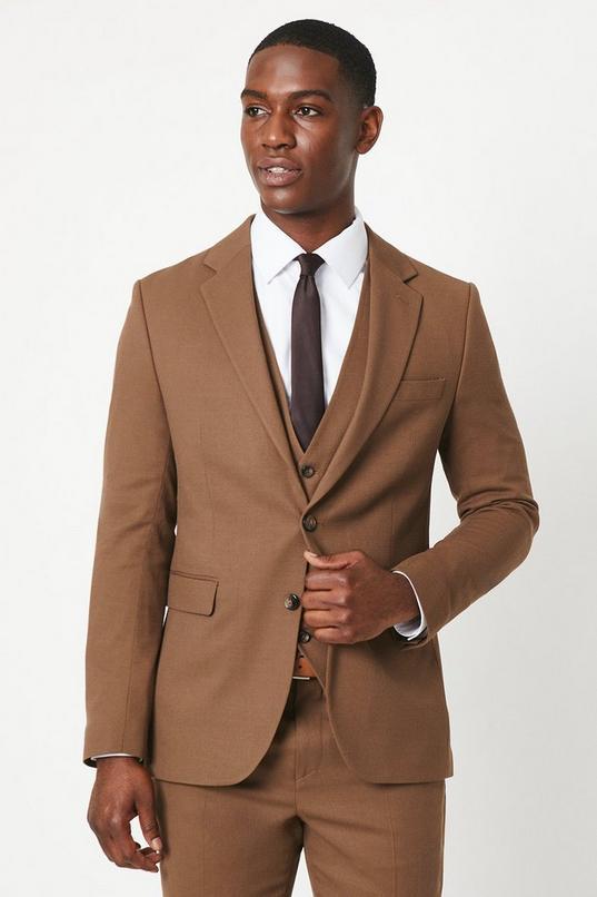 Copper Plain Weave Slim Fit Suit Jacket by BURTON
