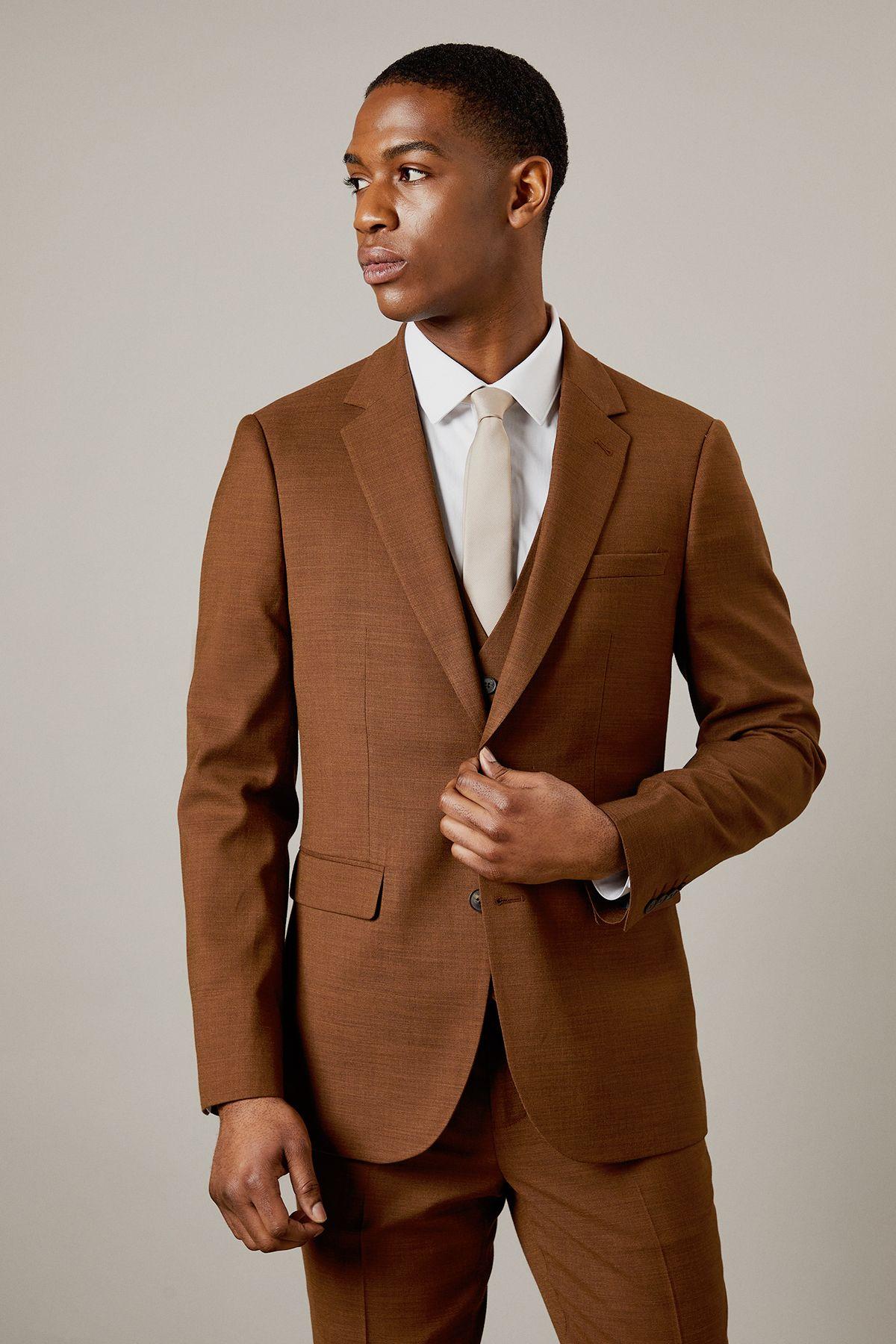 Copper Twill Slim Fit Suit Jacket by BURTON Copper Twill Slim Fit Suit Jacket by BURTON