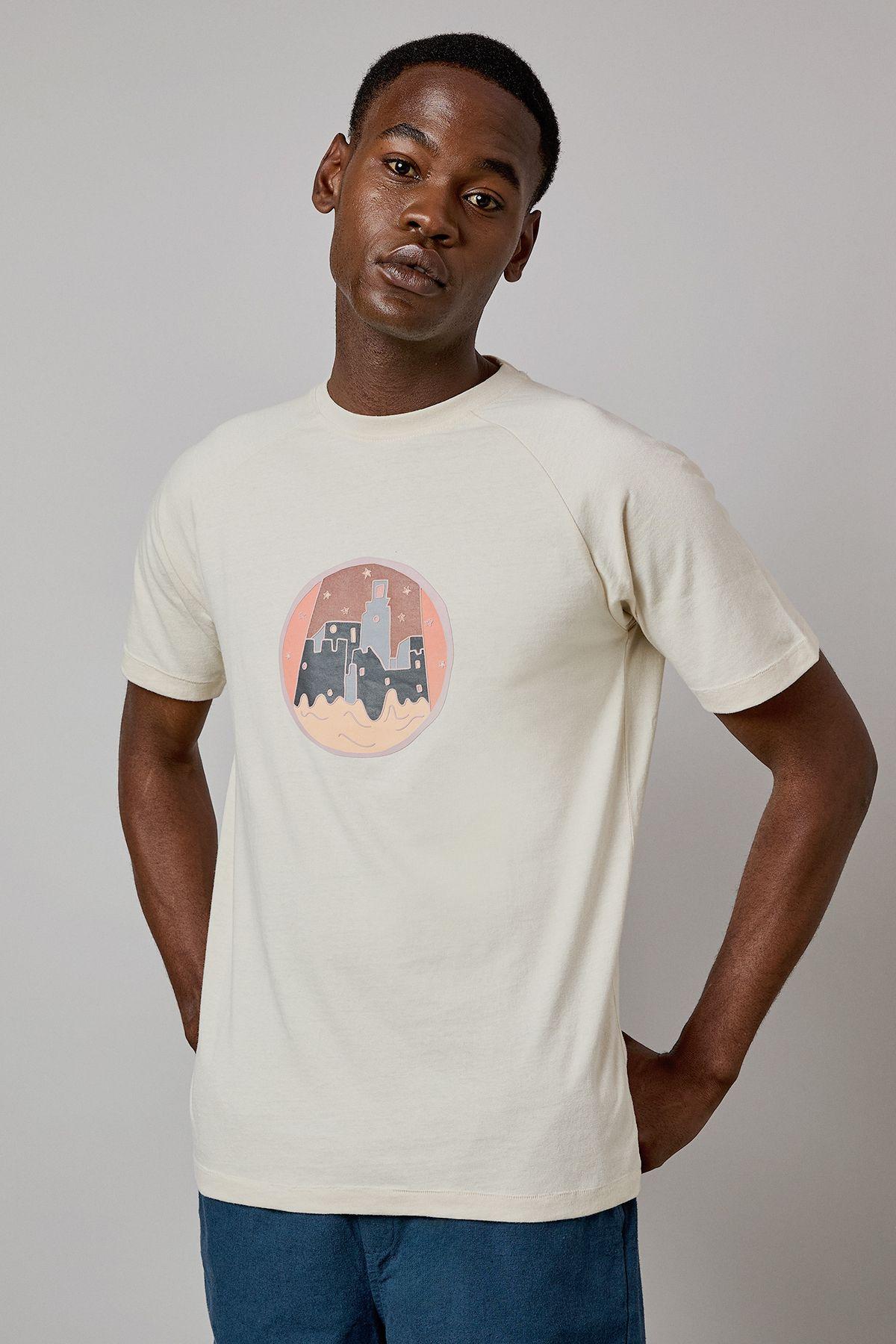 Cream Sunrise Logo Print Raglan T-Shirt by BURTON