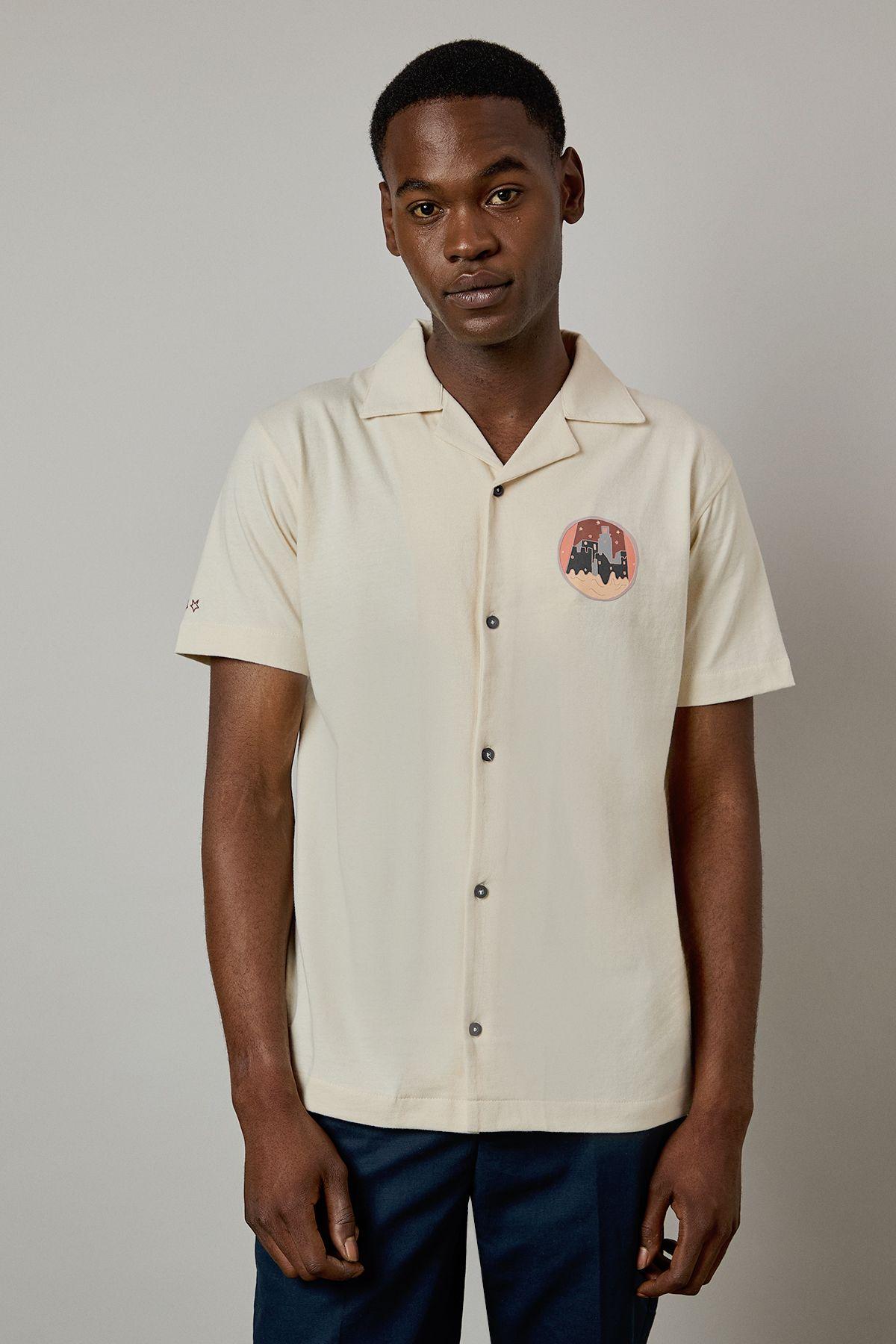 Cream Sunrise Logo Short Sleeve Shirt by BURTON