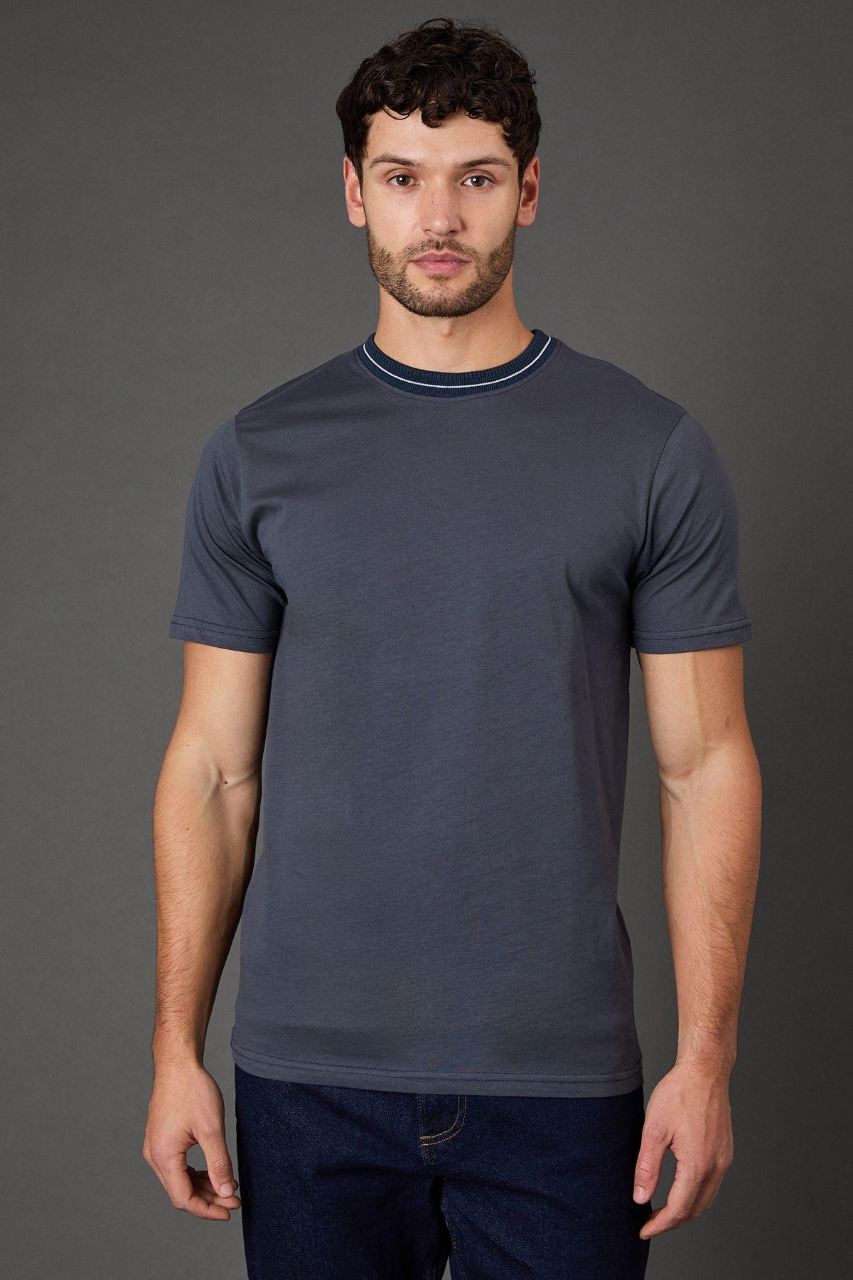Dark Blue Neck Trim T-Shirt by BURTON
