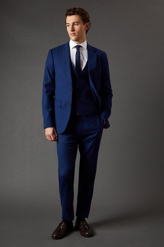 French Navy Slim Fit Essential Suit Trousers by BURTON