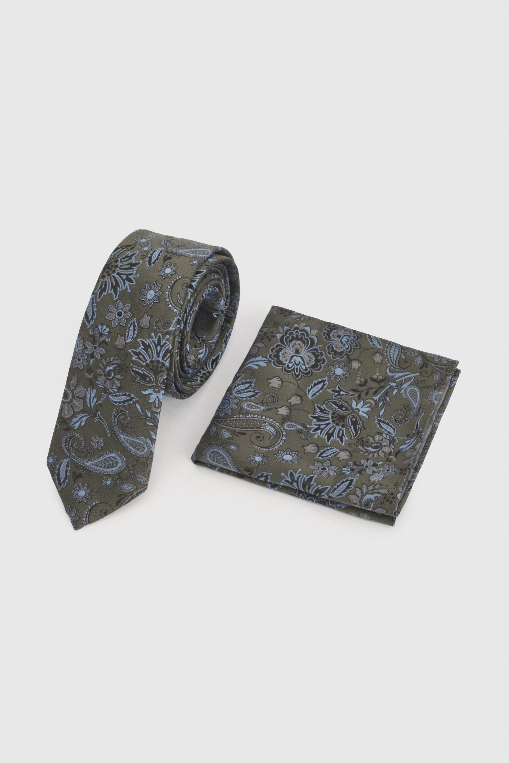 Green Paisley Tie and Pocket Square by BURTON