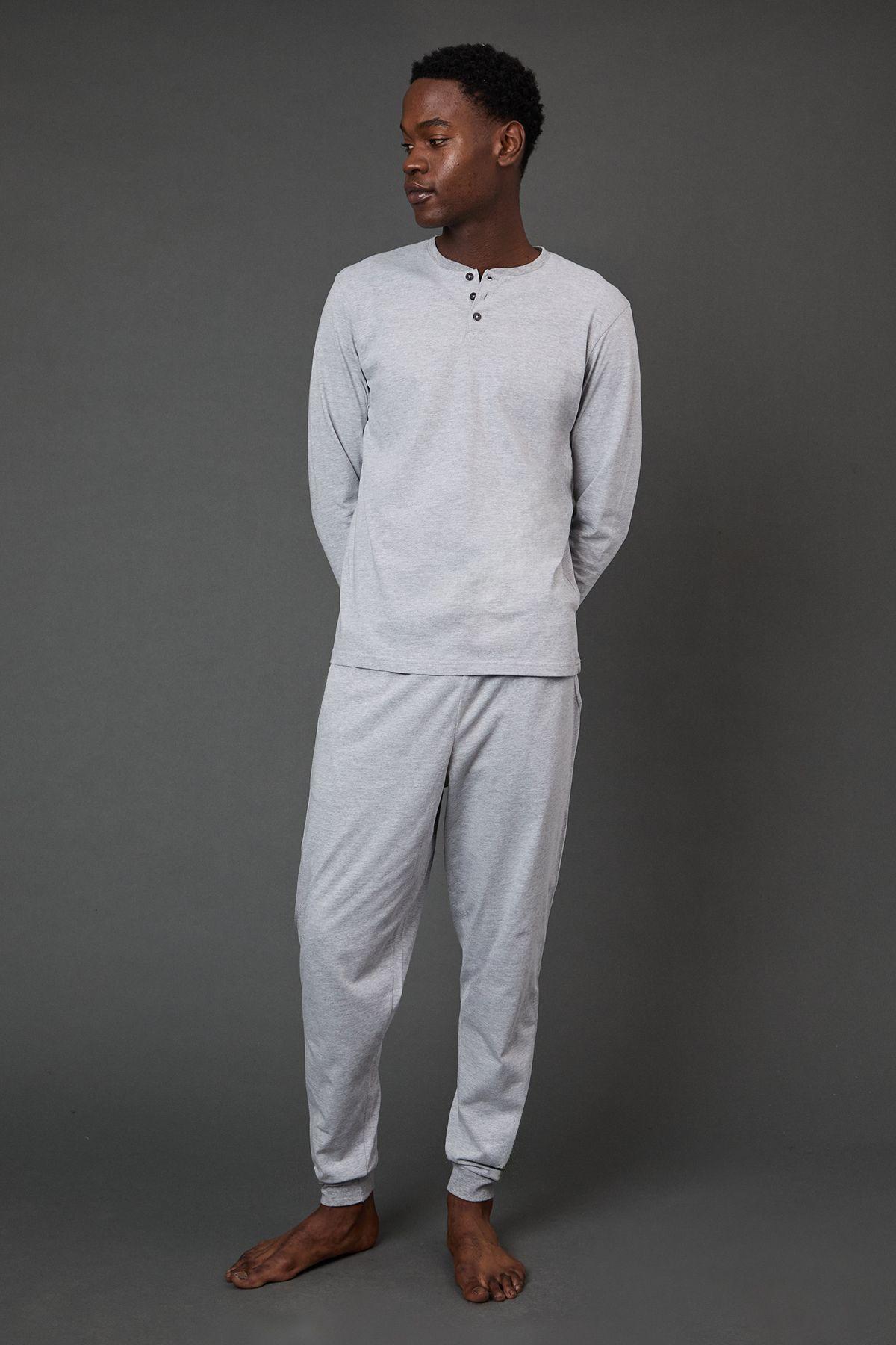 Grey Marl Long Sleeve Grandad and Jogger Set by BURTON