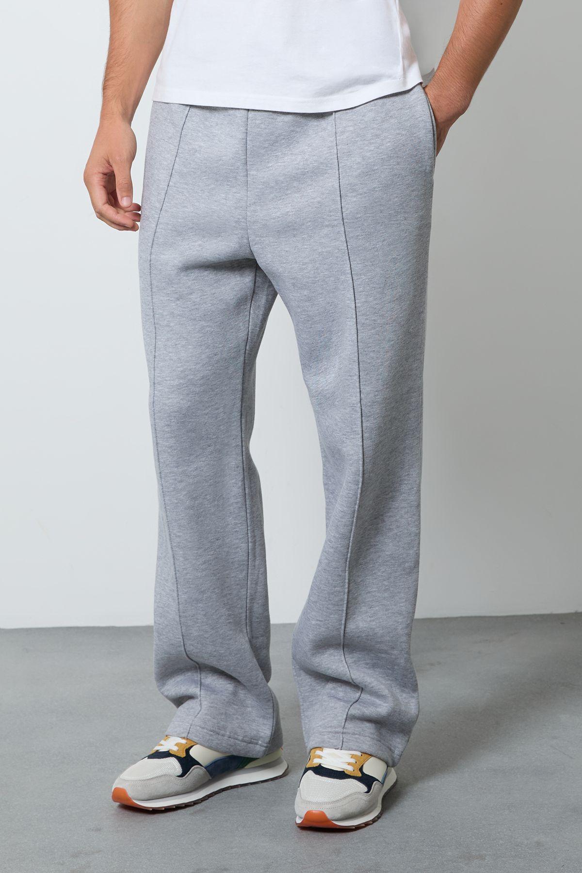 Grey Marl Pintuck Straight Leg Joggers by BURTON